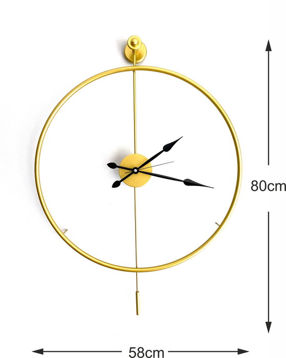 Wallity Mclock-00101 Reloj de Pared Decorativo de Metal Color Dorado 58x80cm